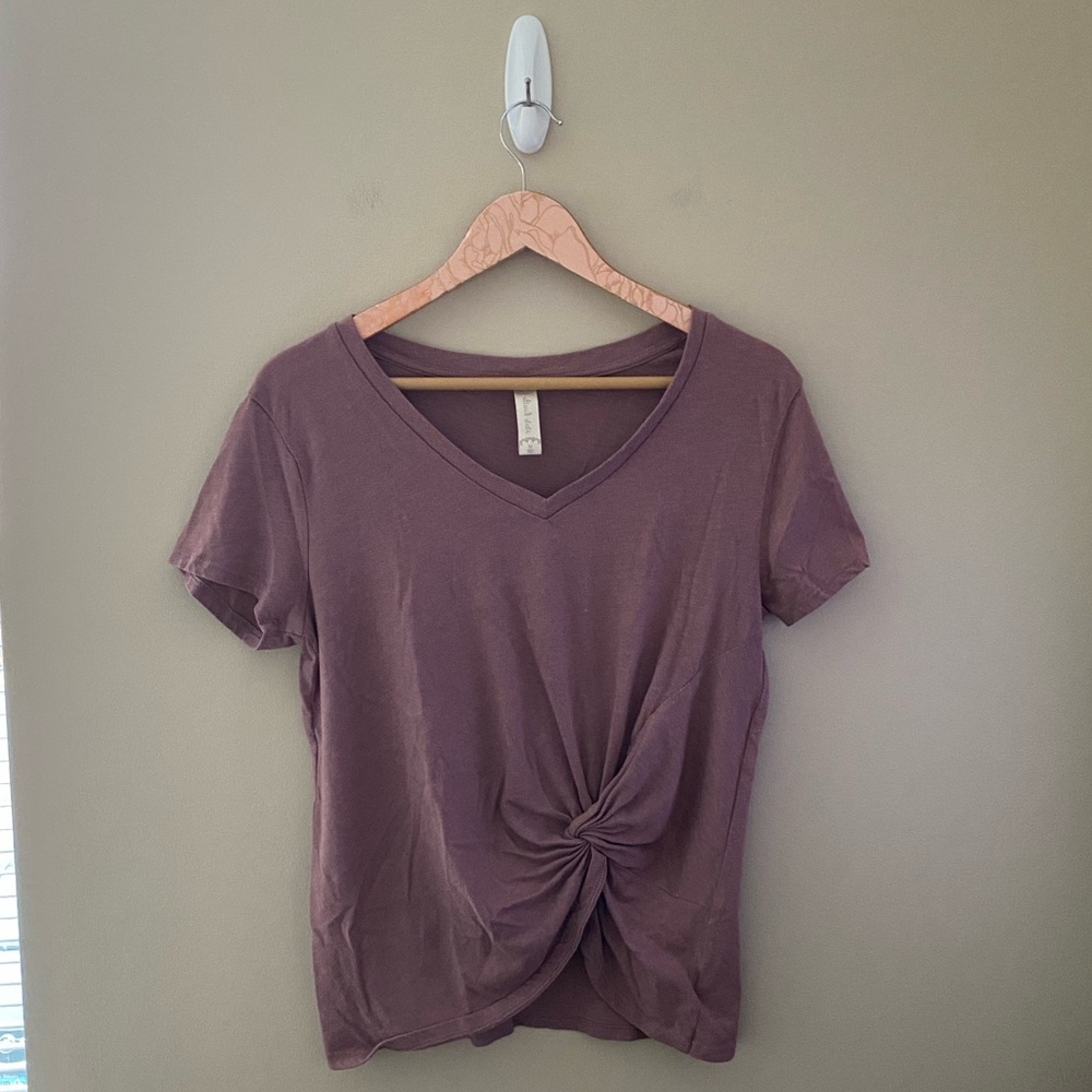 Women’s Altar’d State Mauve Knot Front Short Sleeve Top Size Medium